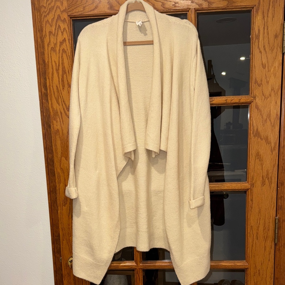 Cream Open Front Women's Sweater